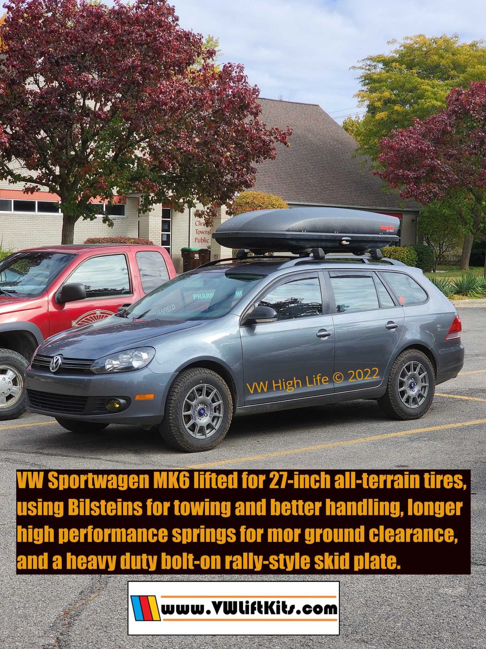 Joe lifted his Sportwagen with longer springs and bilsteins to tow his trailer and also added a skid plate